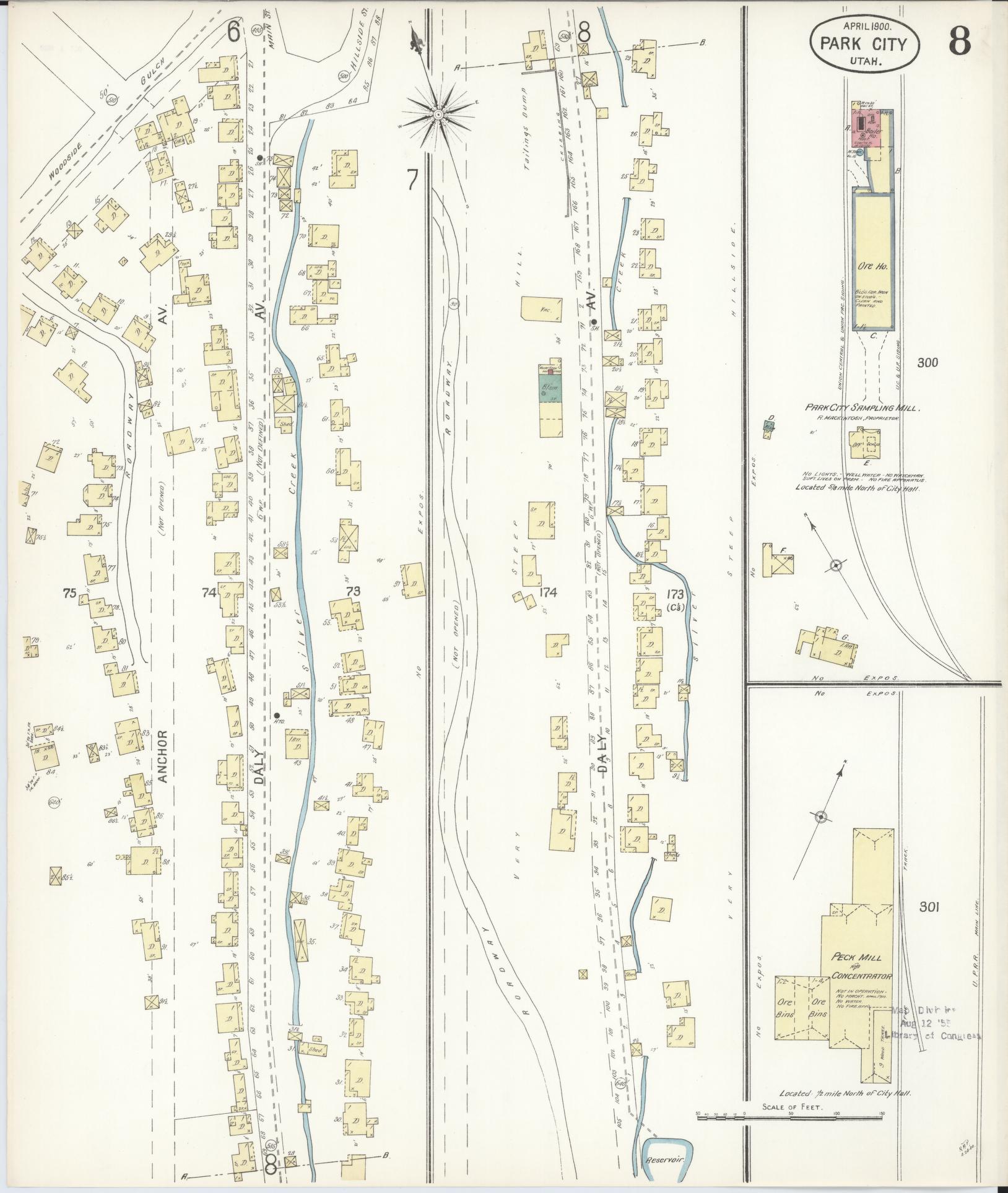 Sanborn Fire Insurance Map from Park City, Summit County, Utah (1900), Sheet #0008 - Complete Map Set gallery image, historic Sanborn map, vintage wall art, Utah Utah