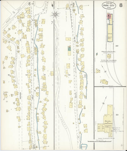 Sanborn Fire Insurance Map from Park City, Summit County, Utah (1900), Sheet #0008 - Complete Map Set gallery image, historic Sanborn map, vintage wall art, Utah Utah