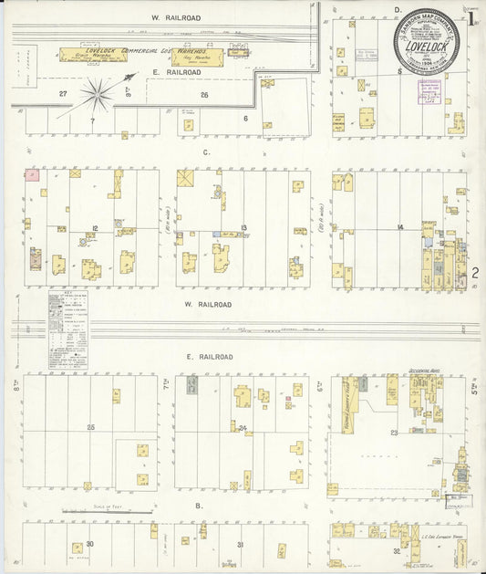 Sanborn Fire Insurance Map from Lovelock, Pershing County, Nevada (1904), Sheet #0001 - Historic Sanborn Fire Insurance Map Print, vintage old map wall art, antique decor, genealogy gift, Nevada Nevada map