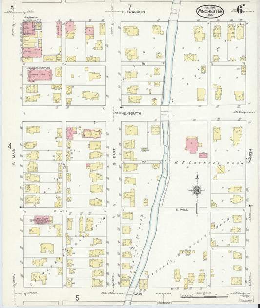 Sanborn Fire Insurance Map from Winchester, Randolph County, Indiana (1914), Sheet #0006 - Historic Sanborn Fire Insurance Map Print, vintage old map wall art, antique decor, genealogy gift, Indiana Indiana map