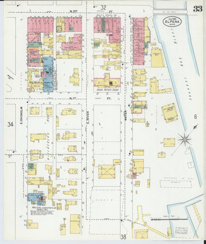 Sanborn Fire Insurance Map from Alpena, Alpena County, Michigan (1901), Sheet #0033 - Complete Map Set gallery image, historic Sanborn map, vintage wall art, Michigan Michigan