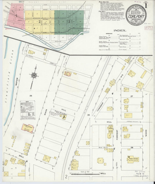 Sanborn Fire Insurance Map from Coalport, Clearfield County, Pennsylvania (1910), Sheet #0001 - Historic Sanborn Fire Insurance Map Print, vintage old map wall art, antique decor, genealogy gift, Pennsylvania Pennsylvania map