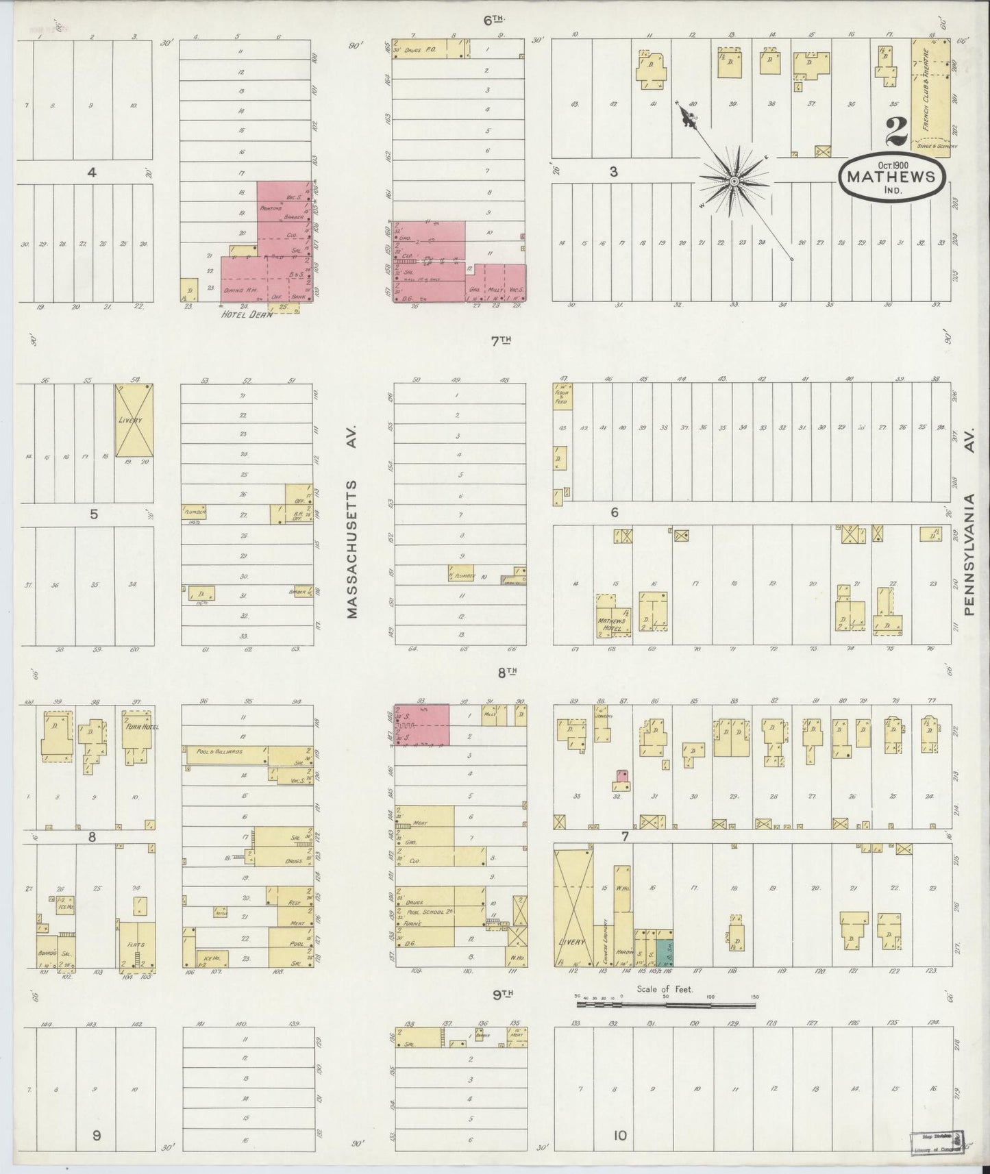 Sanborn Fire Insurance Map from Matthews, Grant County, Indiana (1900), Sheet #0002 - Complete Map Set gallery image, historic Sanborn map, vintage wall art, Indiana Indiana