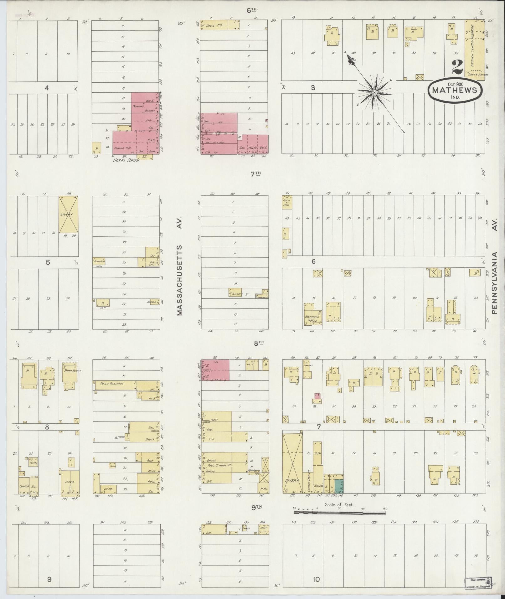 Sanborn Fire Insurance Map from Matthews, Grant County, Indiana (1900), Sheet #0002 - Complete Map Set gallery image, historic Sanborn map, vintage wall art, Indiana Indiana