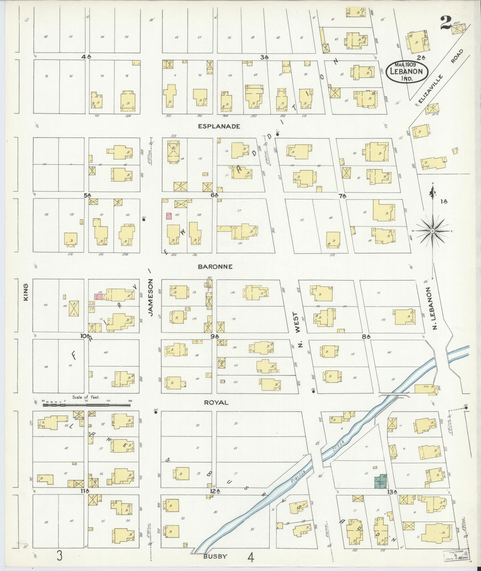 Sanborn Fire Insurance Map from Lebanon, Boone County, Indiana (1909), Sheet #0002 - Complete Map Set gallery image, historic Sanborn map, vintage wall art, Indiana Indiana