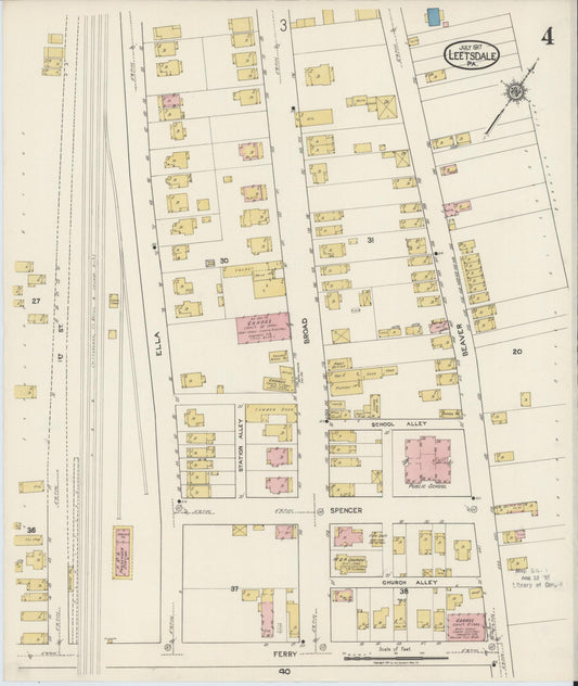 Sanborn Fire Insurance Map from Leetsdale, Allegheny County, Pennsylvania (1917), Sheet #0004 - Historic Sanborn Fire Insurance Map Print, vintage old map wall art, antique decor, genealogy gift, Pennsylvania Pennsylvania map