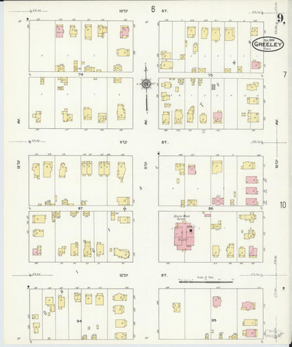 Sanborn Fire Insurance Map from Greeley, Weld County, Colorado (1909), Sheet #0009 - Complete Map Set gallery image, historic Sanborn map, vintage wall art, Colorado Colorado