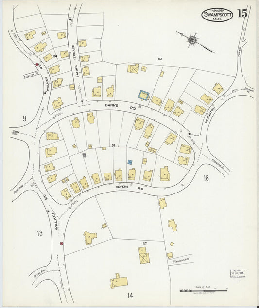 Sanborn Fire Insurance Map from Swampscott, Essex County, Massachusetts (1920), Sheet #0015 - Historic Sanborn Fire Insurance Map Print, vintage old map wall art, antique decor, genealogy gift, Massachusetts Massachusetts map