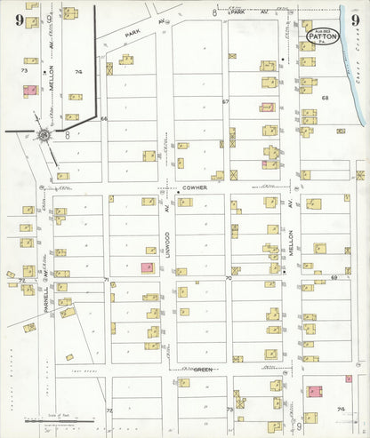 Sanborn Fire Insurance Map from Patton, Cambria County, Pennsylvania (1923), Sheet #0009 - Historic Sanborn Fire Insurance Map Print, vintage old map wall art, antique decor, genealogy gift, Pennsylvania Pennsylvania map