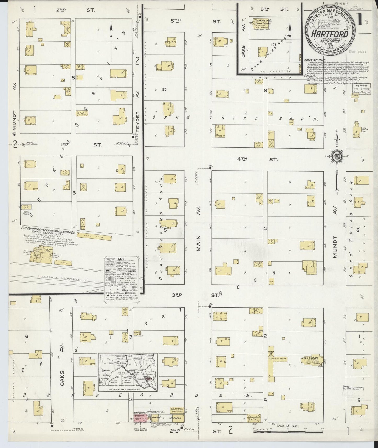 Sanborn Fire Insurance Map from Hartford, Minnehaha County, South Dakota. (1917) – Historic Sanborn Fire Insurance Map Print