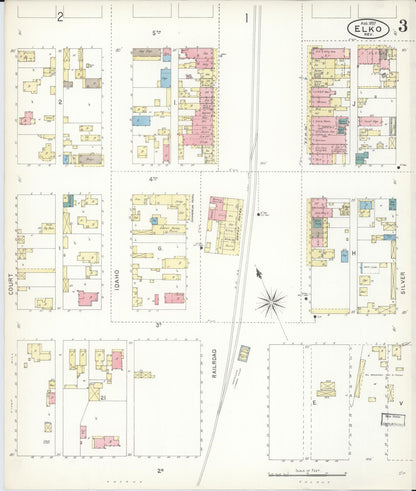 Sanborn Fire Insurance Map from Elko, Elko County, Nevada (1897), Sheet #0003 - Complete Map Set gallery image, historic Sanborn map, vintage wall art, Nevada Nevada