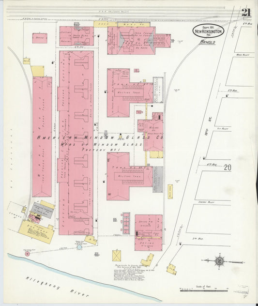 Sanborn Fire Insurance Map from New Kensington, Westmoreland County, Pennsylvania (1911), Sheet #0021 - Historic Sanborn Fire Insurance Map Print, vintage old map wall art, antique decor, genealogy gift, Pennsylvania Pennsylvania map