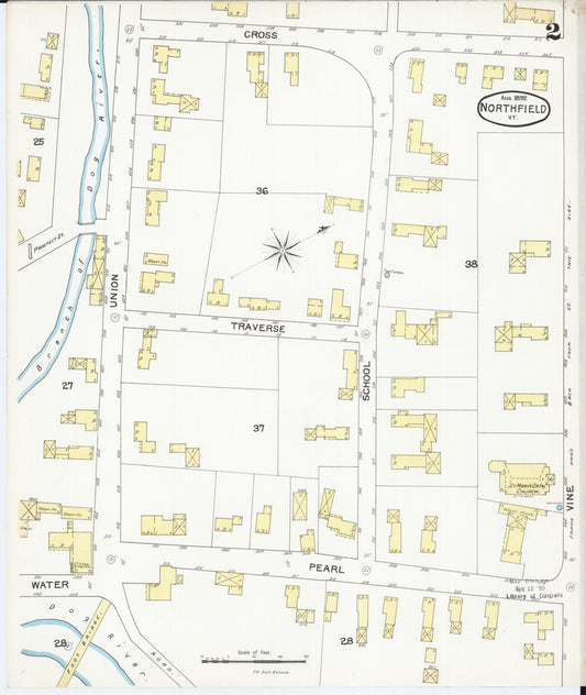 Sanborn Fire Insurance Map from Northfield, Washington County, Vermont (1892), Sheet #0002 - Historic Sanborn Fire Insurance Map Print, vintage old map wall art, antique decor, genealogy gift, Vermont Vermont map