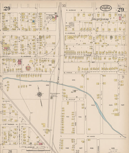 Sanborn Fire Insurance Map from Temple, Bell County, Texas (1922), Sheet #0029 - Historic Sanborn Fire Insurance Map Print, vintage old map wall art, antique decor, genealogy gift, Texas Texas map
