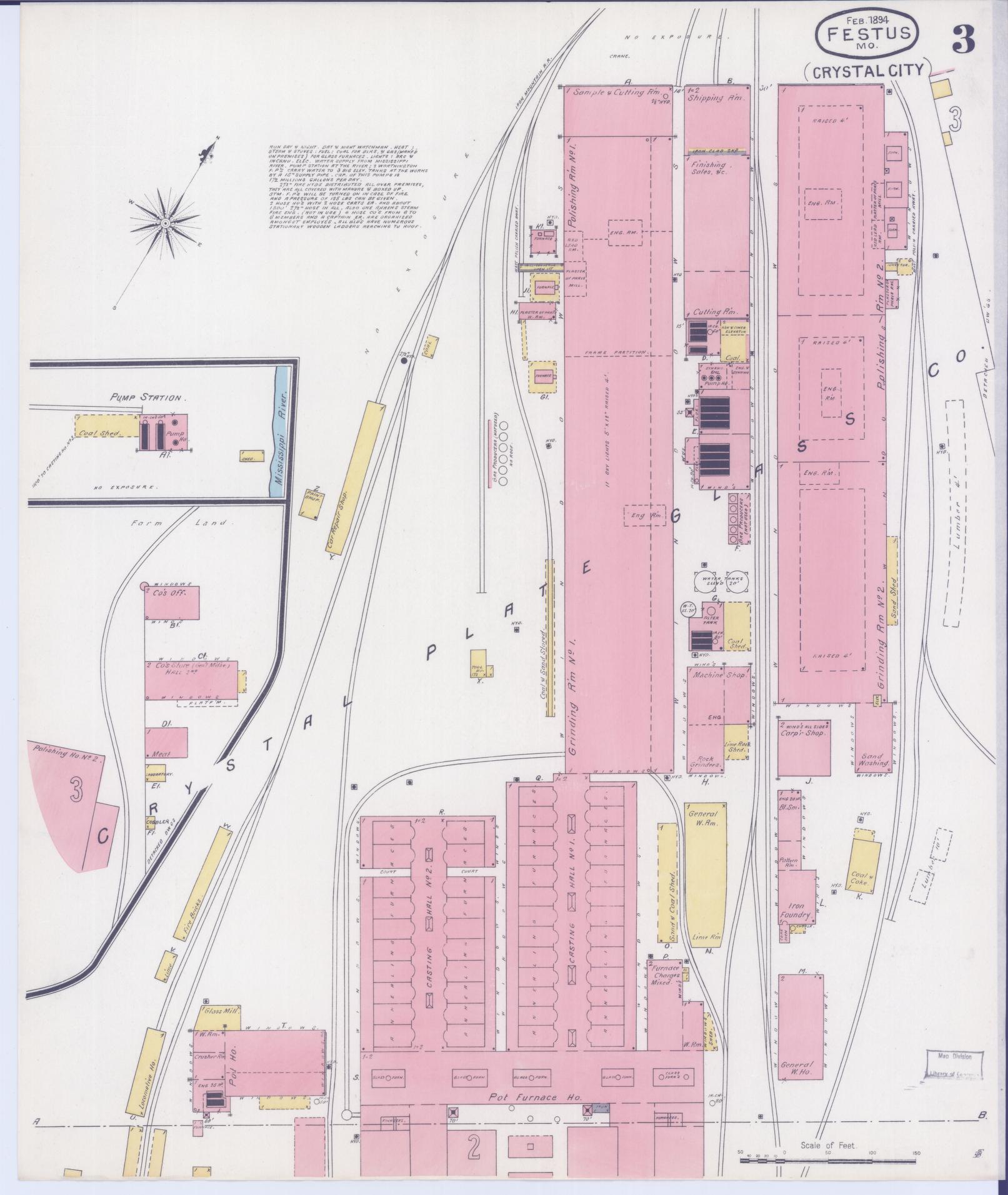 Sanborn Fire Insurance Map from Festus, Jefferson County, Missouri (1894), Sheet #0003 - Complete Map Set gallery image, historic Sanborn map, vintage wall art, Missouri Missouri