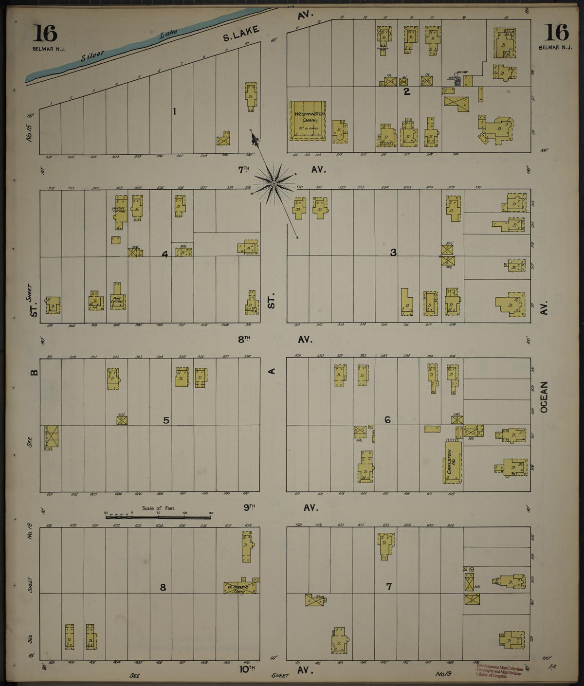 Sanborn Fire Insurance Map from New Jersey Coast, New Jersey Coast, New Jersey (1890), Sheet #0016 - Complete Map Set gallery image, historic Sanborn map, vintage wall art, New Jersey Coast New Jersey