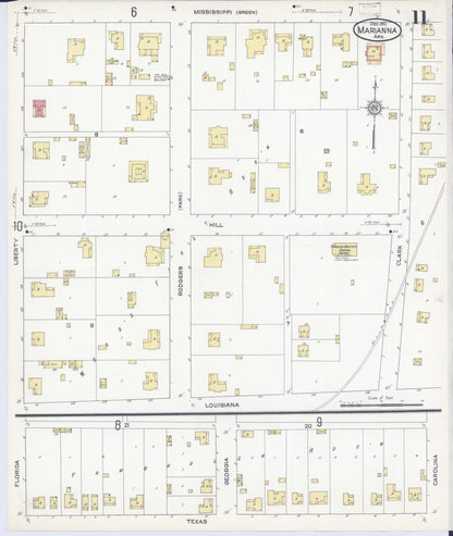 Sanborn Fire Insurance Map from Marianna, Lee County, Arkansas (1912), Sheet #0011 - Complete Map Set gallery image, historic Sanborn map, vintage wall art, Arkansas Arkansas
