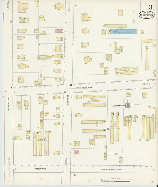 Sanborn Fire Insurance Map from Rhinebeck, Dutchess County, New York (1912), Sheet #0003 - Historic Sanborn Fire Insurance Map Print, vintage old map wall art, antique decor, genealogy gift, New York New York map