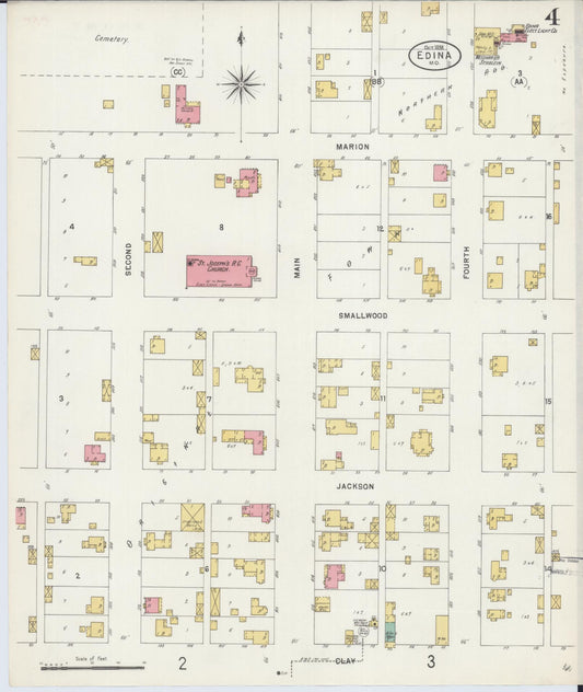 Sanborn Fire Insurance Map from Edina, Knox County, Missouri (1898), Sheet #0004 - Historic Sanborn Fire Insurance Map Print, vintage old map wall art, antique decor, genealogy gift, Missouri Missouri map