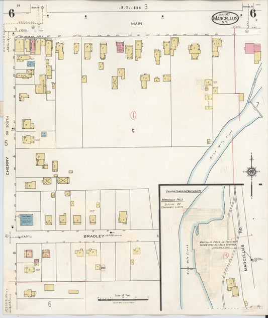 Sanborn Fire Insurance Map from Marcellus, Onondaga County, New York (1937), Sheet #0006 - Historic Sanborn Fire Insurance Map Print, vintage old map wall art, antique decor, genealogy gift, New York New York map