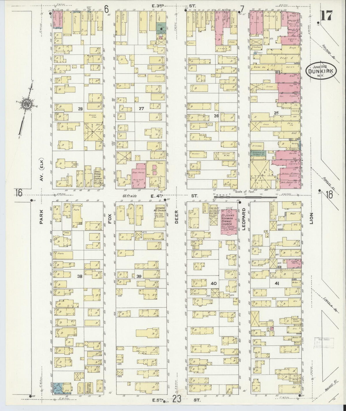 Sanborn Fire Insurance Map from Dunkirk, Chautauqua County, New York (1910), Sheet #0017 - Complete Map Set gallery image, historic Sanborn map, vintage wall art, New York New York