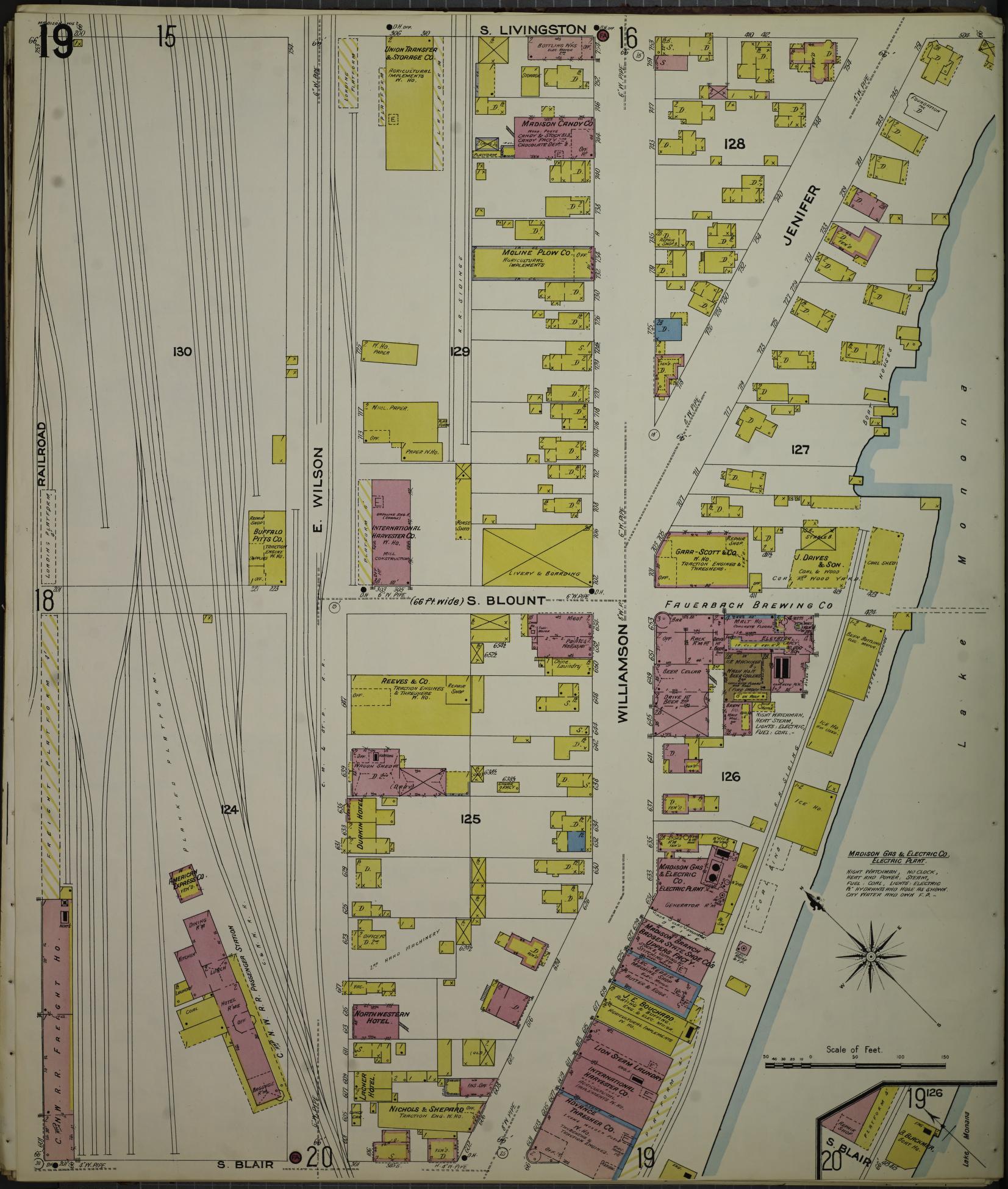 Sanborn Fire Insurance Map from Madison, Dane County, Wisconsin (1908), Sheet #0019 - Complete Map Set gallery image, historic Sanborn map, vintage wall art, Wisconsin Wisconsin