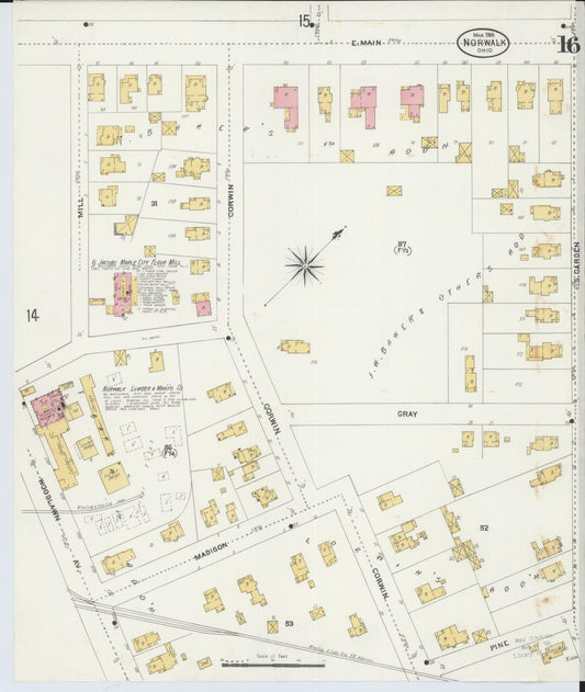 Sanborn Fire Insurance Map from Norwalk, Huron County, Ohio (1906), Sheet #0016 - Historic Sanborn Fire Insurance Map Print, vintage old map wall art, antique decor, genealogy gift, Ohio Ohio map