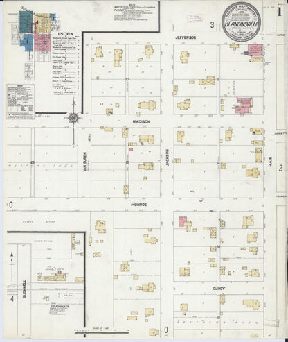 Sanborn Fire Insurance Map from Blandinsville, Mcdonough County, Illinois (1912), Sheet #0001 - Historic Sanborn Fire Insurance Map Print, vintage old map wall art, antique decor, genealogy gift, Illinois Illinois map