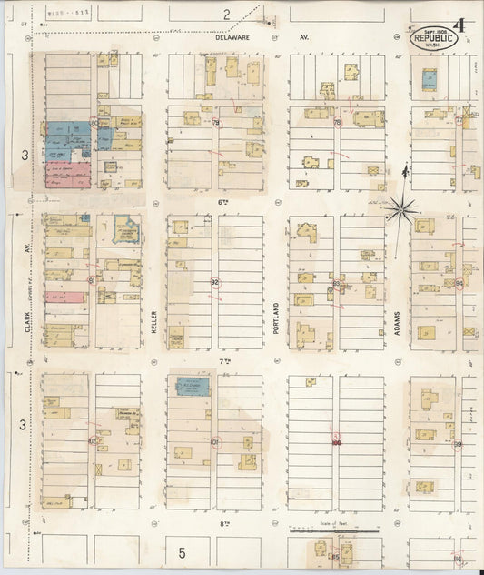 Sanborn Fire Insurance Map from Republic, Ferry County, Washington (1932), Sheet #0004 - Historic Sanborn Fire Insurance Map Print, vintage old map wall art, antique decor, genealogy gift, Washington Washington map