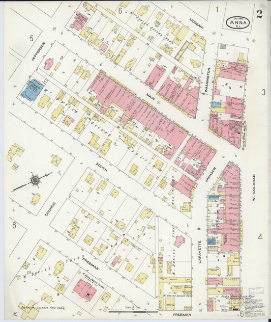 Sanborn Fire Insurance Map from Anna, Union County, Illinois (1910), Sheet #0002 - Historic Sanborn Fire Insurance Map Print, vintage old map wall art, antique decor, genealogy gift, Illinois Illinois map