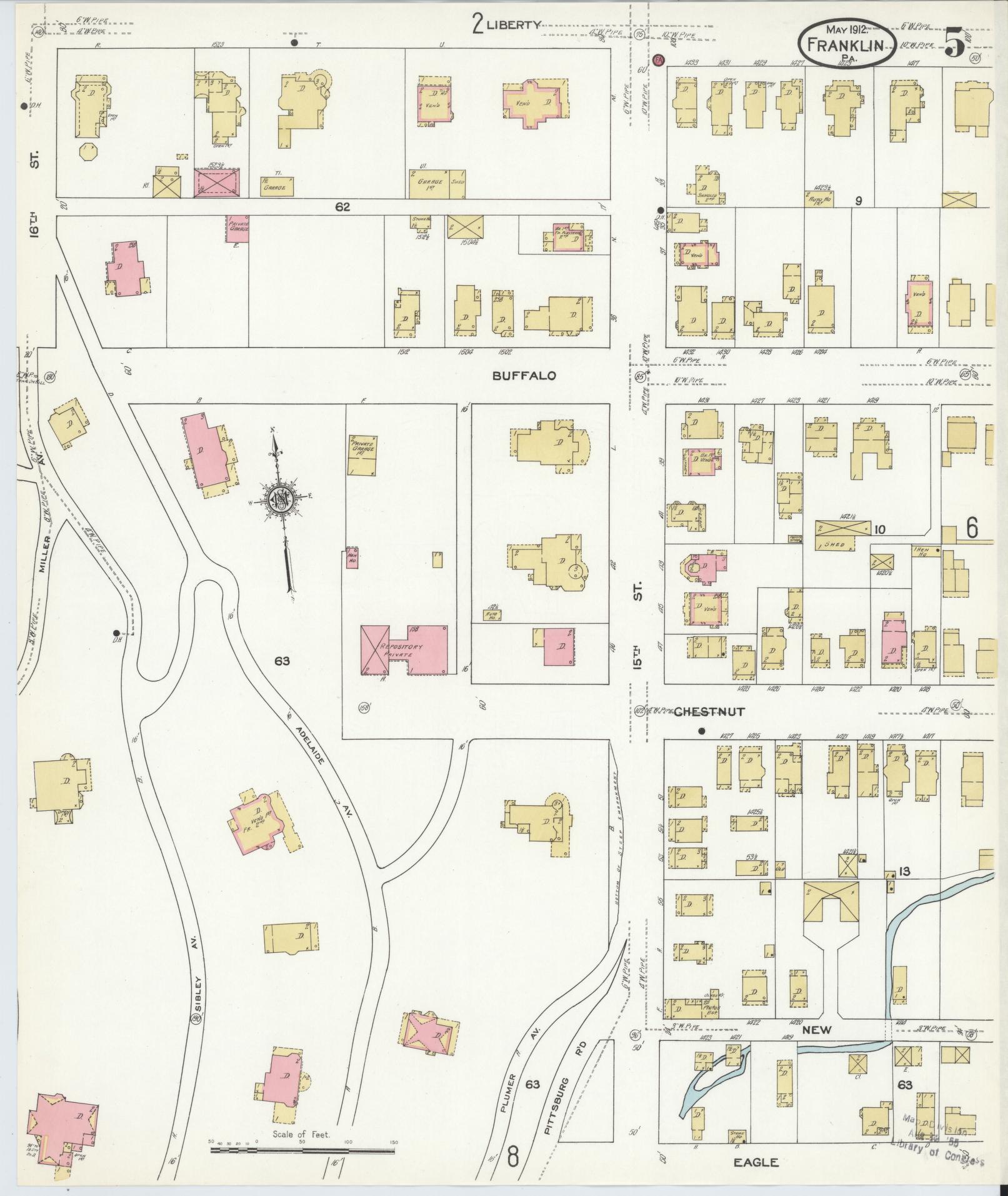 Sanborn Fire Insurance Map from Franklin, Venango County, Pennsylvania (1912), Sheet #0005 - Complete Map Set gallery image, historic Sanborn map, vintage wall art, Pennsylvania Pennsylvania
