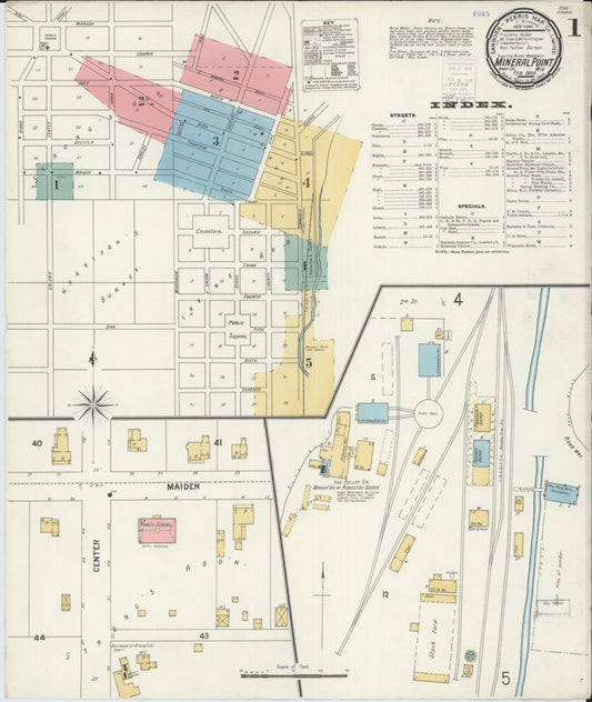 Sanborn Fire Insurance Map from Mineral Point, Iowa County, Wisconsin (1900), Sheet #0001 - Complete Map Set gallery image, historic Sanborn map, vintage wall art, Wisconsin Wisconsin