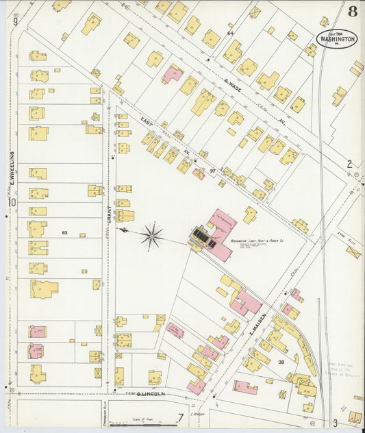 Sanborn Fire Insurance Map from Washington, Washington County, Pennsylvania (1904), Sheet #0008 - Historic Sanborn Fire Insurance Map Print, vintage old map wall art, antique decor, genealogy gift, Sanborn Fire Insurance Map from Washington Washington map