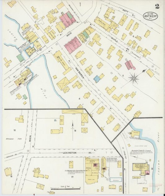 Sanborn Fire Insurance Map from Antwerp, Jefferson County, New York (1898), Sheet #0002 - Historic Sanborn Fire Insurance Map Print, vintage old map wall art, antique decor, genealogy gift, New York New York map