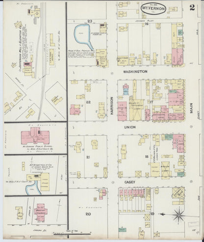Sanborn Fire Insurance Map from Mount Vernon, Jefferson County, Illinois (1889), Sheet #0002 - Complete Map Set gallery image, historic Sanborn map, vintage wall art, Illinois Illinois