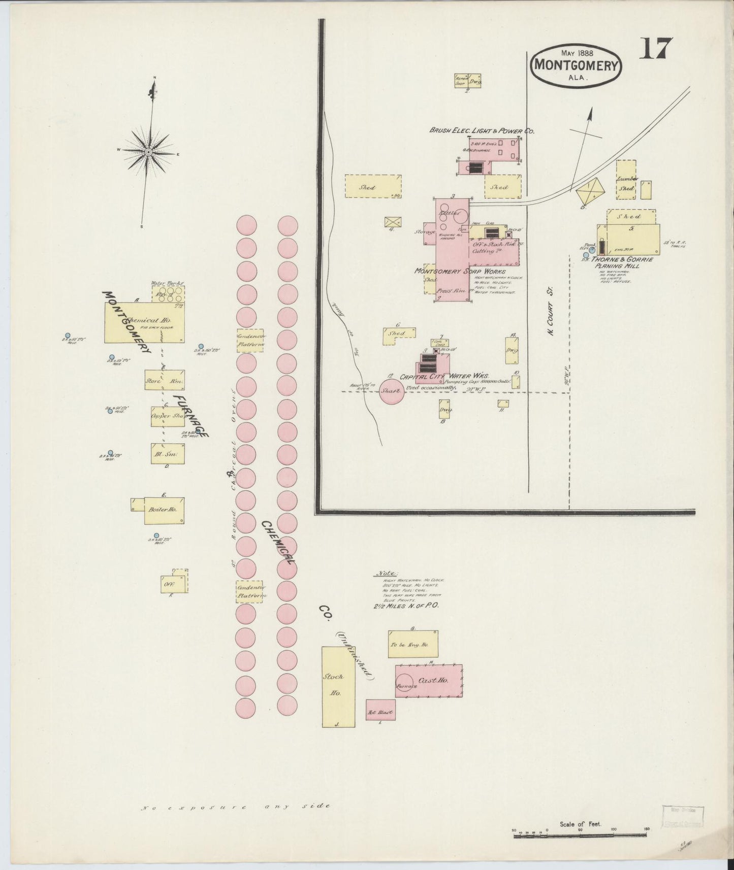 Sanborn Fire Insurance Map from Montgomery, Montgomery County, Alabama (1888), Sheet #0017 - Complete Map Set gallery image, historic Sanborn map, vintage wall art, Alabama Alabama