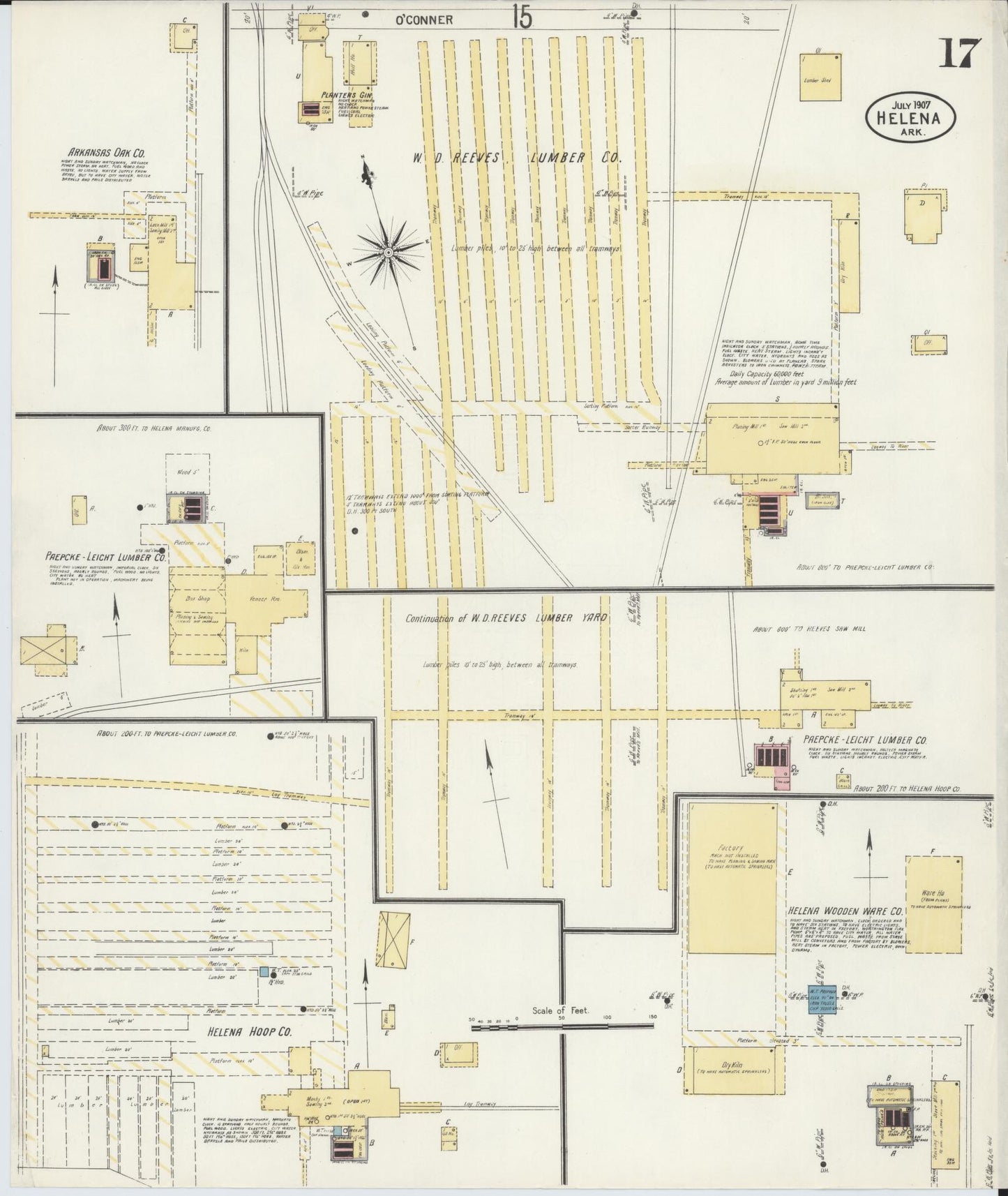 Sanborn Fire Insurance Map from Helena, Phillips County, Arkansas (1907), Sheet #0017 - Complete Map Set gallery image, historic Sanborn map, vintage wall art, Arkansas Arkansas