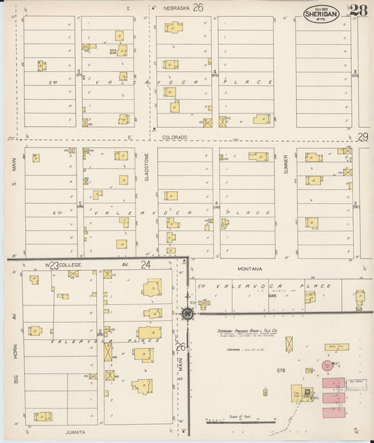 Sanborn Fire Insurance Map from Sheridan, Sheridan County, Wyoming (1912), Sheet #0028 - Historic Sanborn Fire Insurance Map Print, vintage old map wall art, antique decor, genealogy gift, Wyoming Wyoming map