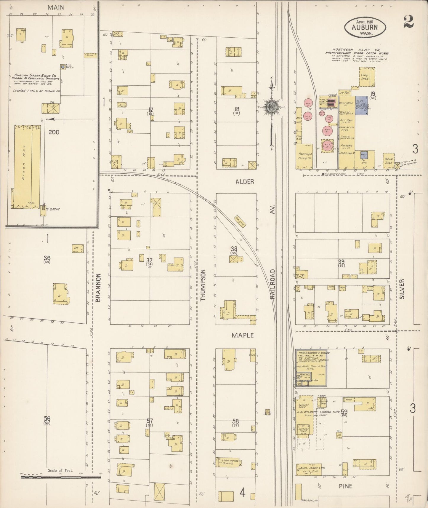 Sanborn Fire Insurance Map from Auburn [see also Slaughter], King County, Washington (1910), Sheet #0002 - Complete Map Set gallery image, historic Sanborn map, vintage wall art, Washington Washington