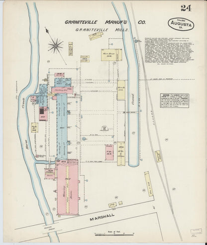 Sanborn Fire Insurance Map from Augusta, Richmond County, Georgia (1884), Sheet #0024 - Complete Map Set gallery image, historic Sanborn map, vintage wall art, Georgia Georgia