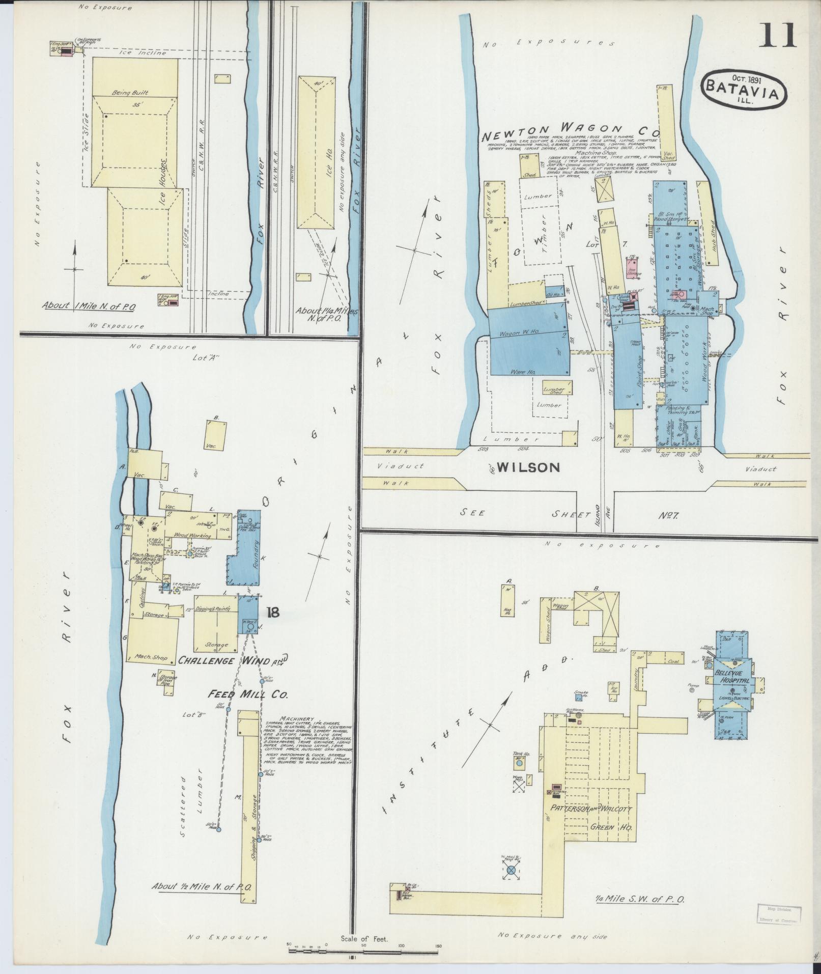 Sanborn Fire Insurance Map from Batavia, Kane County, Illinois (1891), Sheet #0011 - Complete Map Set gallery image, historic Sanborn map, vintage wall art, Illinois Illinois