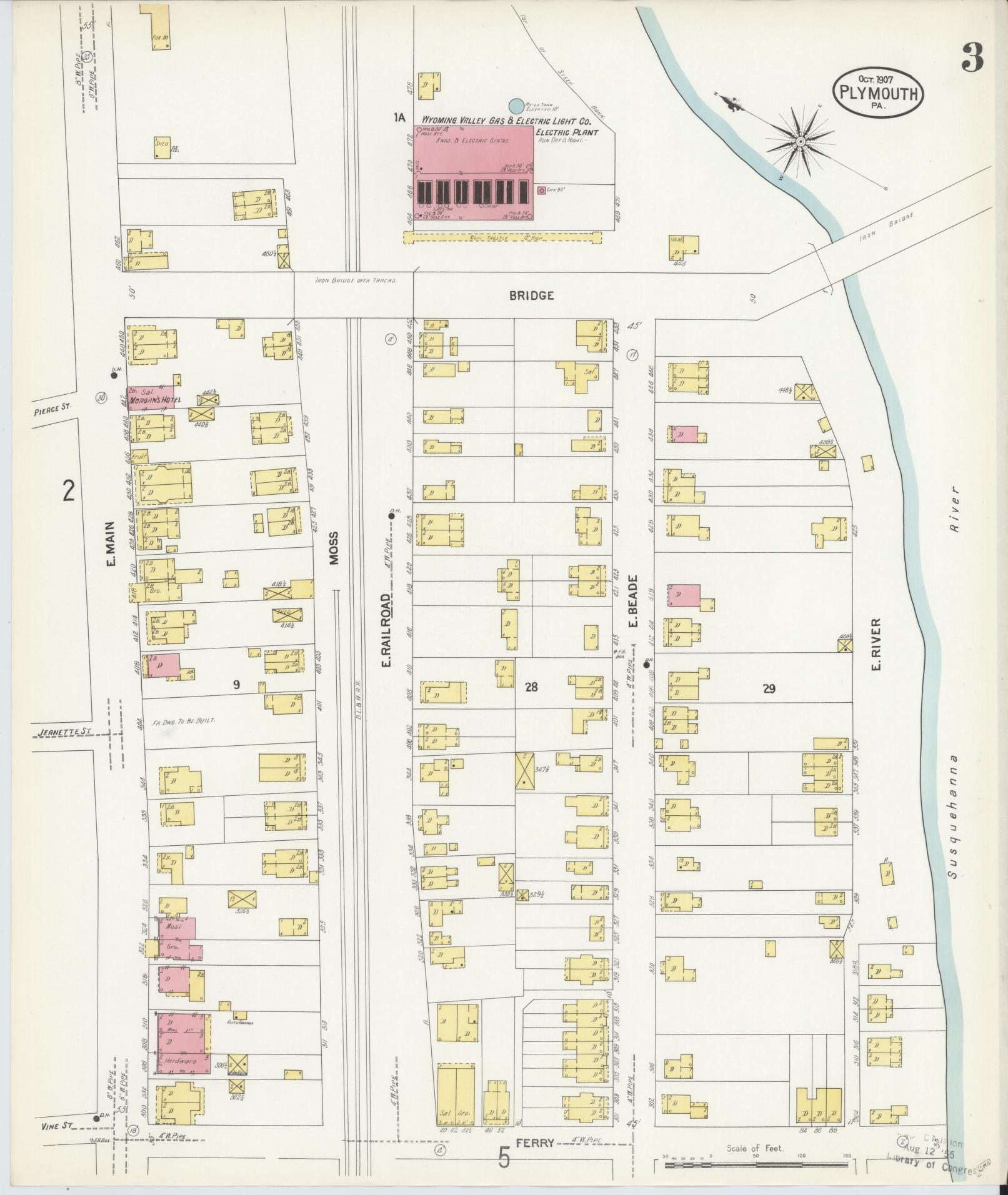 Sanborn Fire Insurance Map from Plymouth, Luzerne County, Pennsylvania (1907), Sheet #0003 - Complete Map Set gallery image, historic Sanborn map, vintage wall art, Pennsylvania Pennsylvania