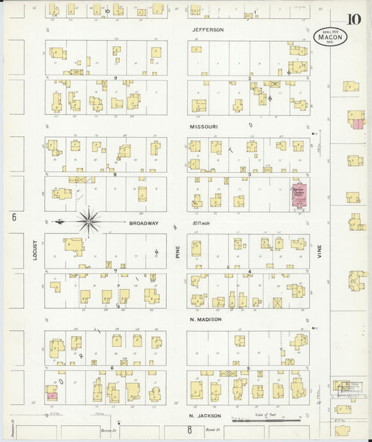 Sanborn Fire Insurance Map from Macon, Macon County, Missouri (1909), Sheet #0010 - Historic Sanborn Fire Insurance Map Print, vintage old map wall art, antique decor, genealogy gift, Missouri Missouri map