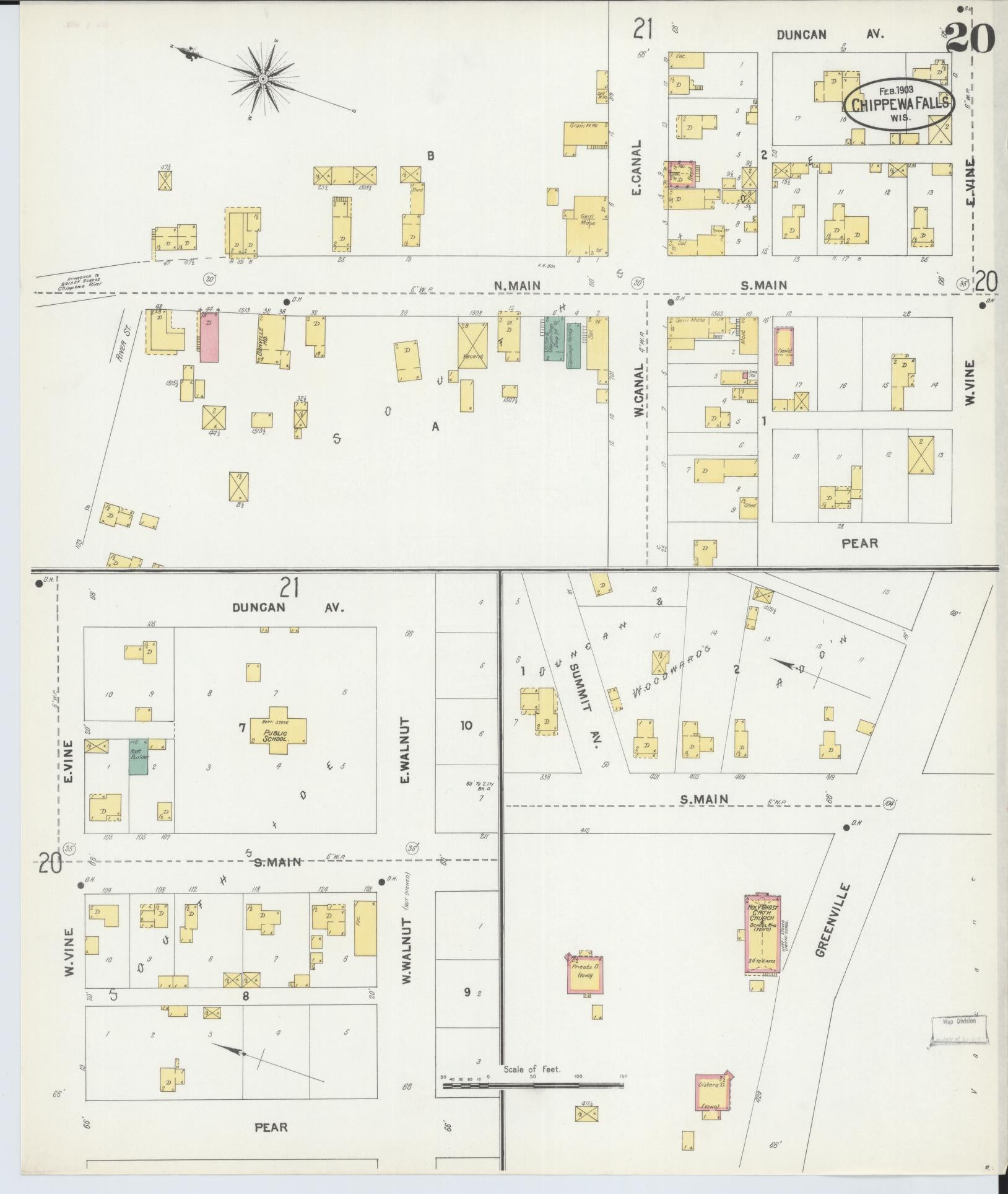 Sanborn Fire Insurance Map from Chippewa Falls, Chippewa County, Wisconsin (1903), Sheet #0020 - Complete Map Set gallery image, historic Sanborn map, vintage wall art, Wisconsin Wisconsin