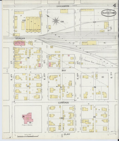 Sanborn Fire Insurance Map from Beardstown, Cass County, Illinois (1894), Sheet #0004 - Historic Sanborn Fire Insurance Map Print, vintage old map wall art, antique decor, genealogy gift, Illinois Illinois map