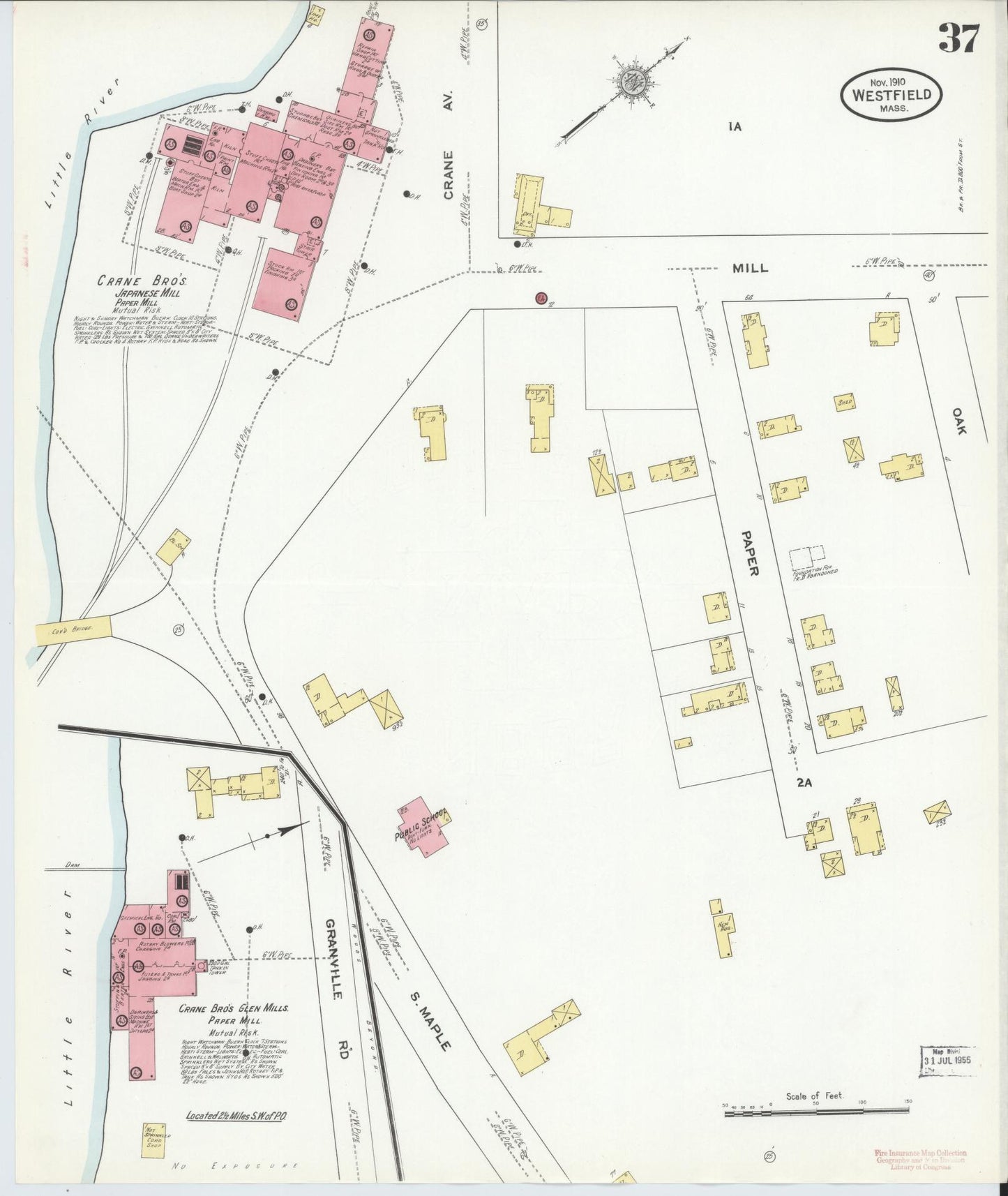 Sanborn Fire Insurance Map from Westfield, Hampden County, Massachusetts (1910), Sheet #0037 - Complete Map Set gallery image, historic Sanborn map, vintage wall art, Massachusetts Massachusetts