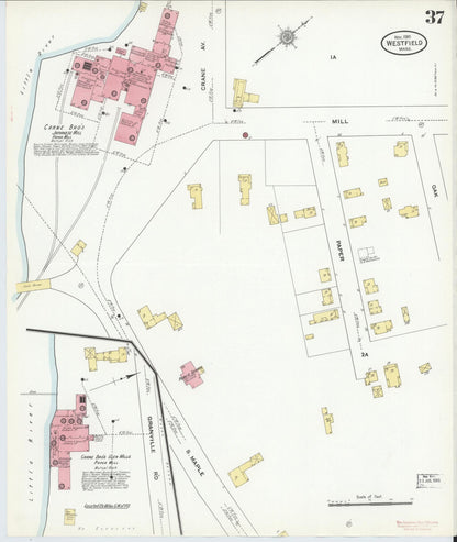 Sanborn Fire Insurance Map from Westfield, Hampden County, Massachusetts (1910), Sheet #0037 - Complete Map Set gallery image, historic Sanborn map, vintage wall art, Massachusetts Massachusetts