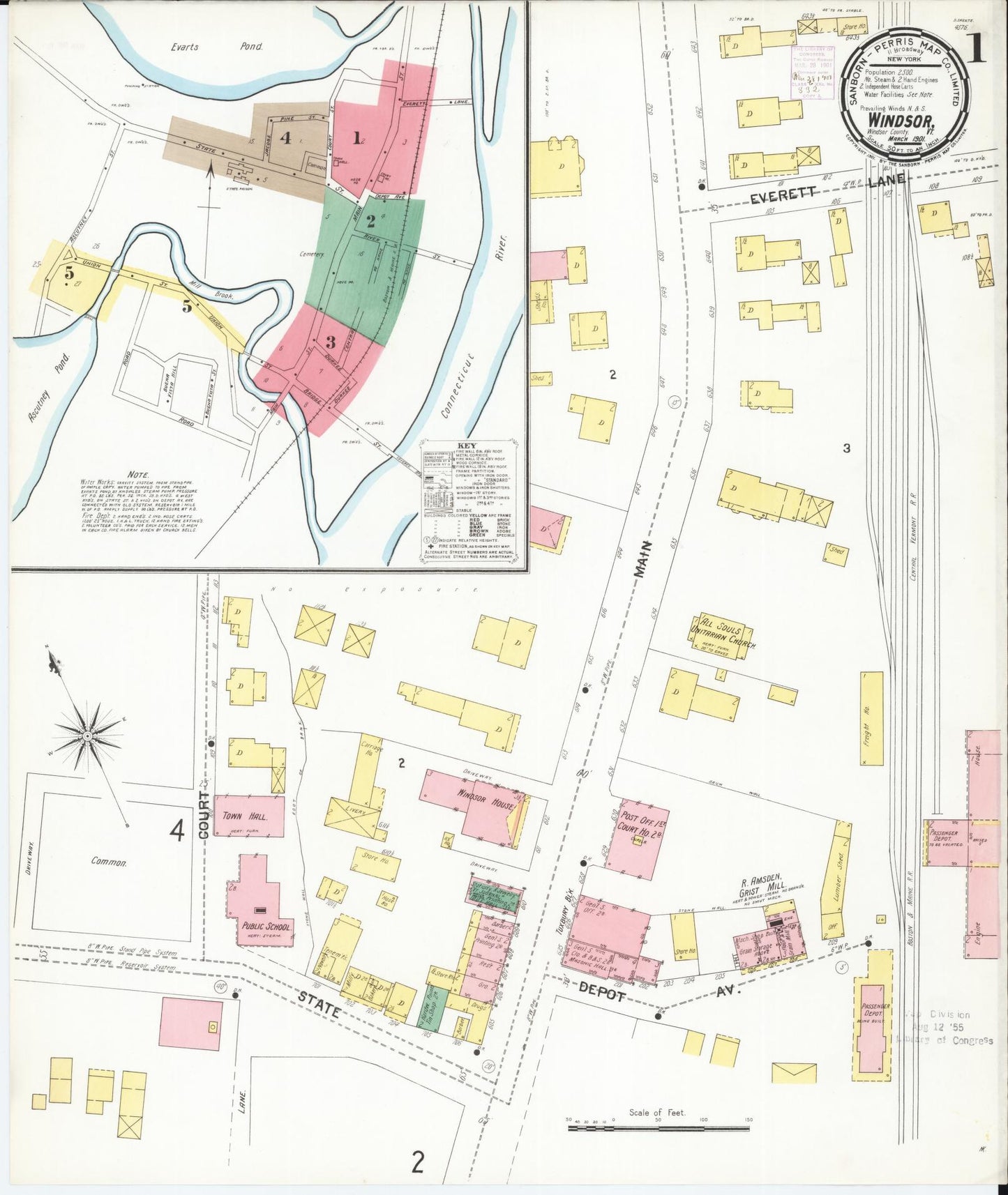 Sanborn Fire Insurance Map from Windsor, Windsor County, Vermont. (1901) – Historic Sanborn Fire Insurance Map Print