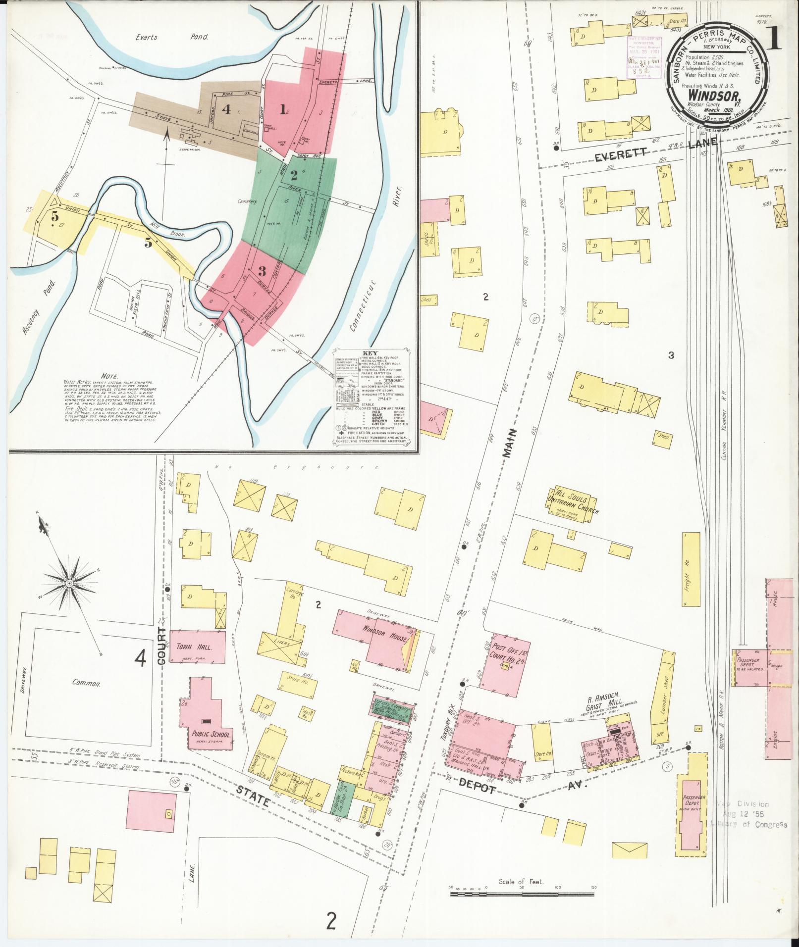 Sanborn Fire Insurance Map from Windsor, Windsor County, Vermont. (1901) – Historic Sanborn Fire Insurance Map Print
