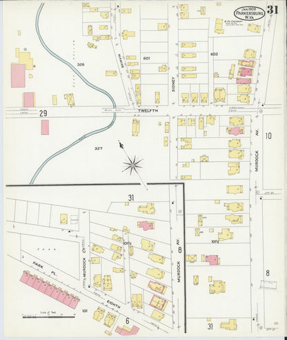 Sanborn Fire Insurance Map from Parkersburg, Wood County, West Virginia (1909), Sheet #0031 - Complete Map Set gallery image, historic Sanborn map, vintage wall art, West Virginia West Virginia